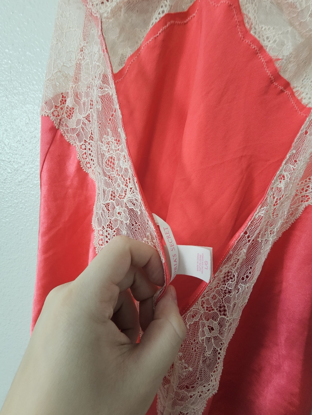 Victorias Secret Lace-Trim Satin Slip Dress Sz L - Picture 4 of 5
